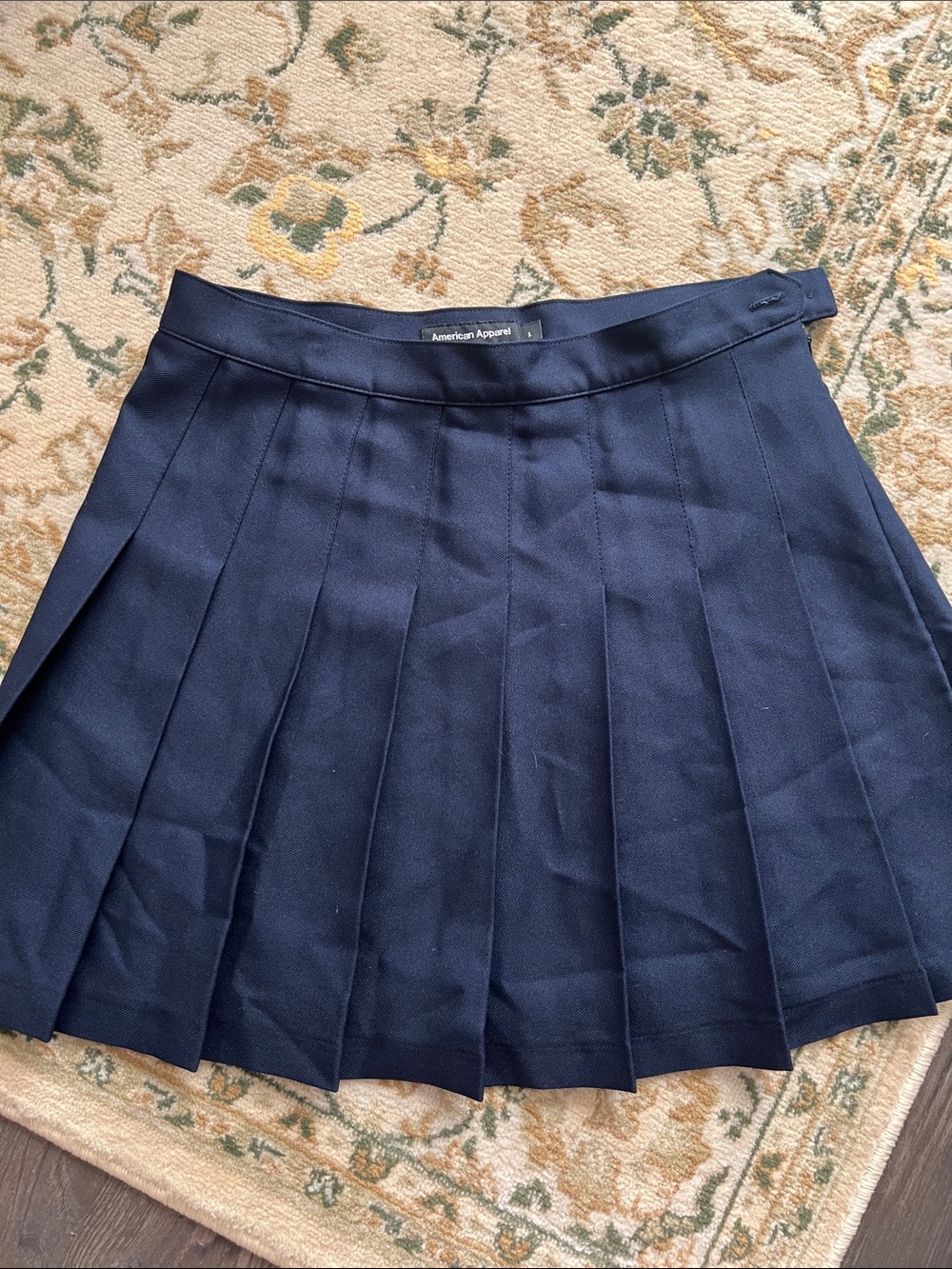 American Apparel Dark Navy Pleated Mini Skirt large